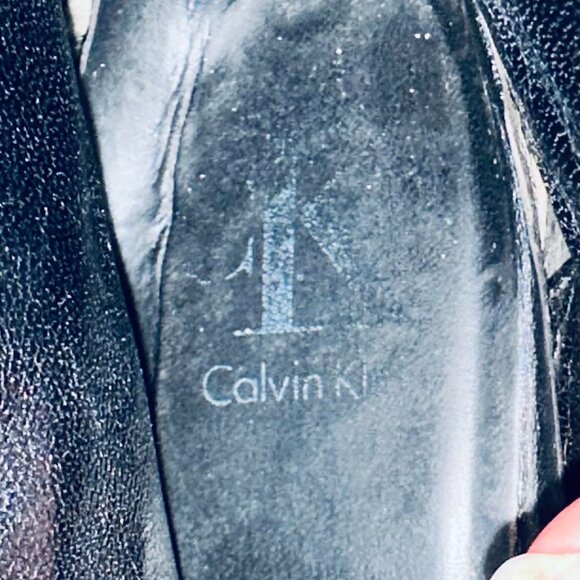 Vintage Y2K Calvin Klein Black Snakeskin Ankle Boots, Size 7M - Picture 12 of 16